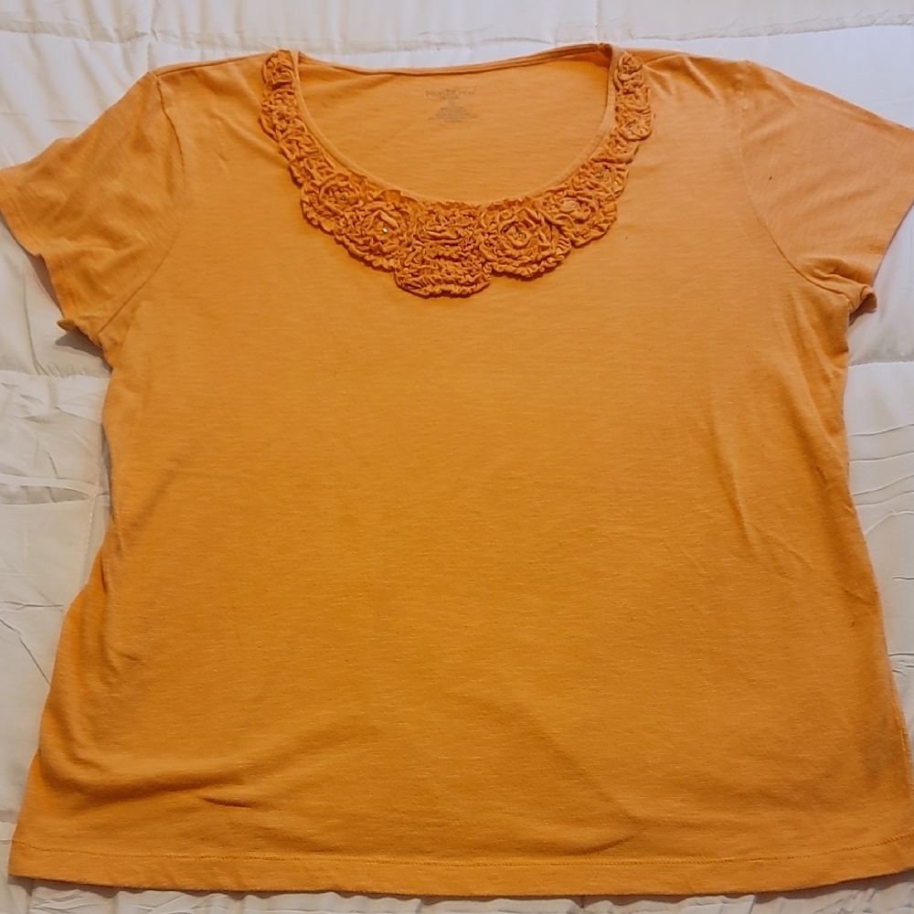 Northcrest Yellow Short Sleeve T-Shirt with Braided Neckline